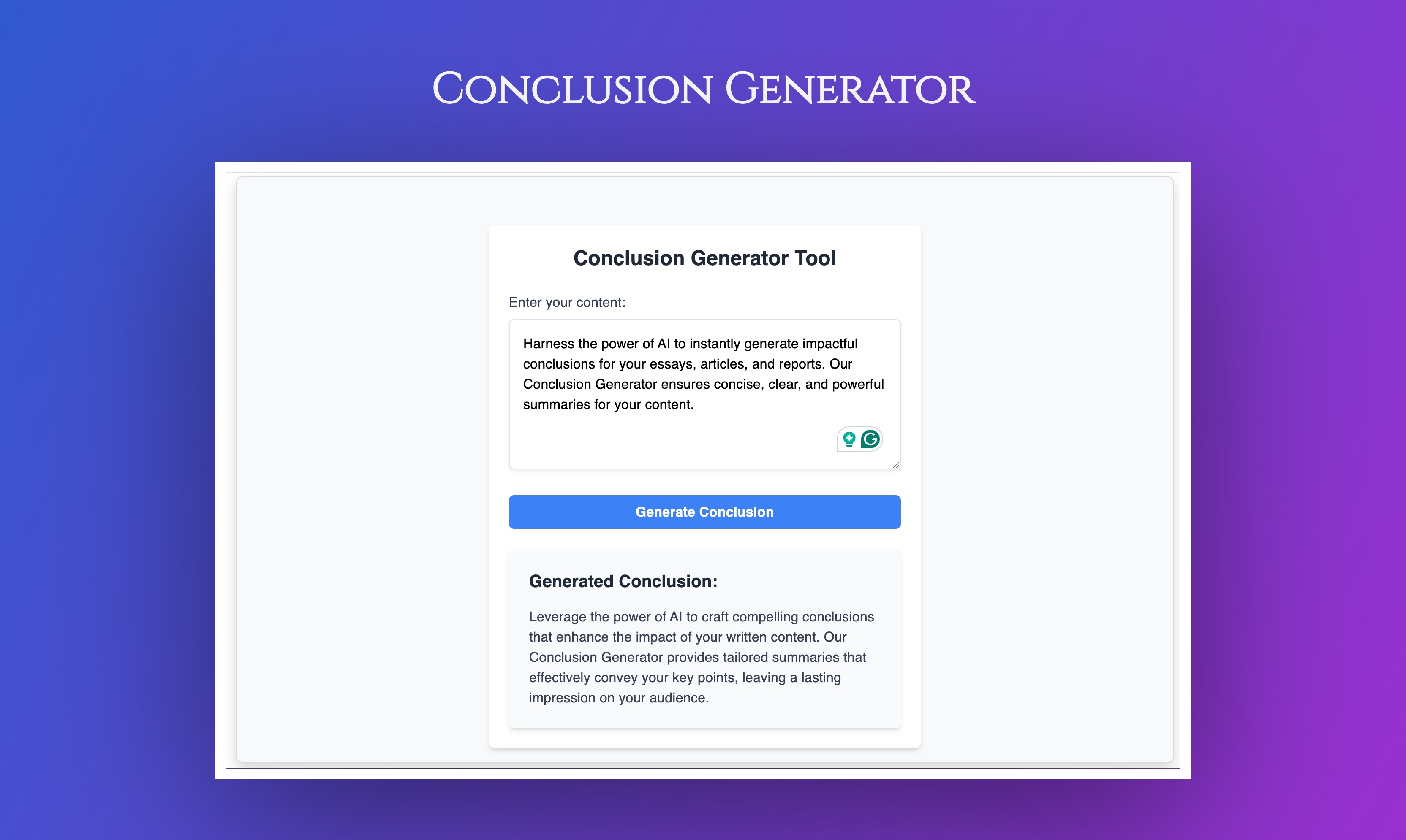 Conclusion Generator